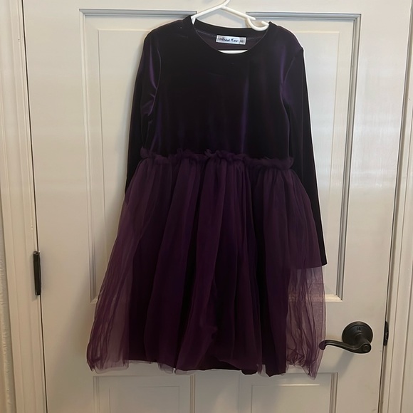 Long sleeve Velvet top with tulle skirt formal dress - Picture 1 of 4